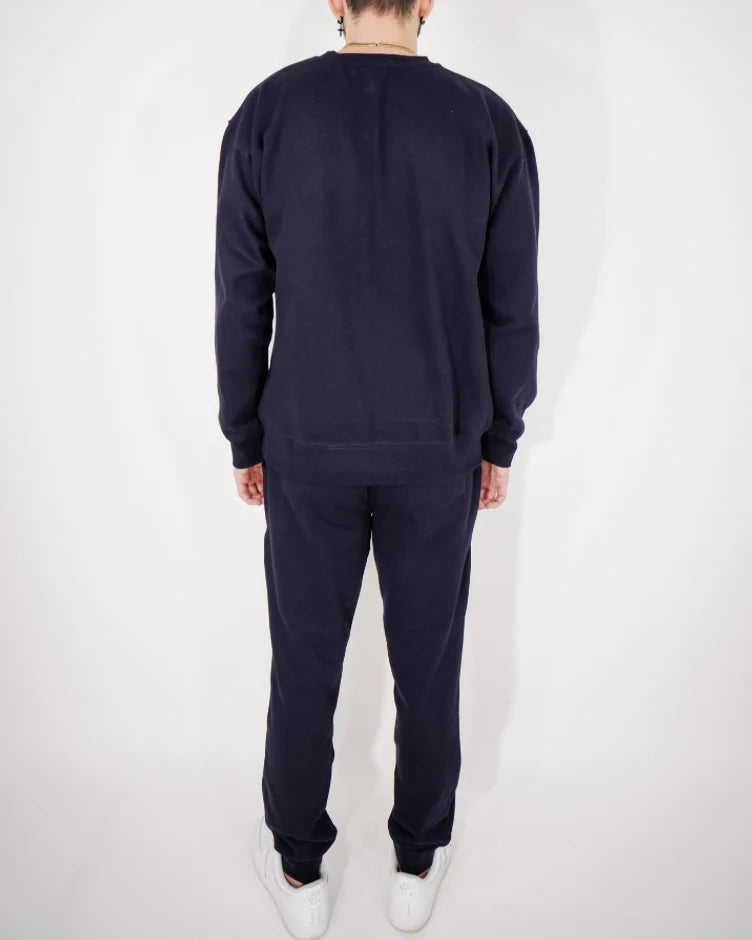 Navy Blue Heavy Blend Fleece Crew-Neck Sweatsuit