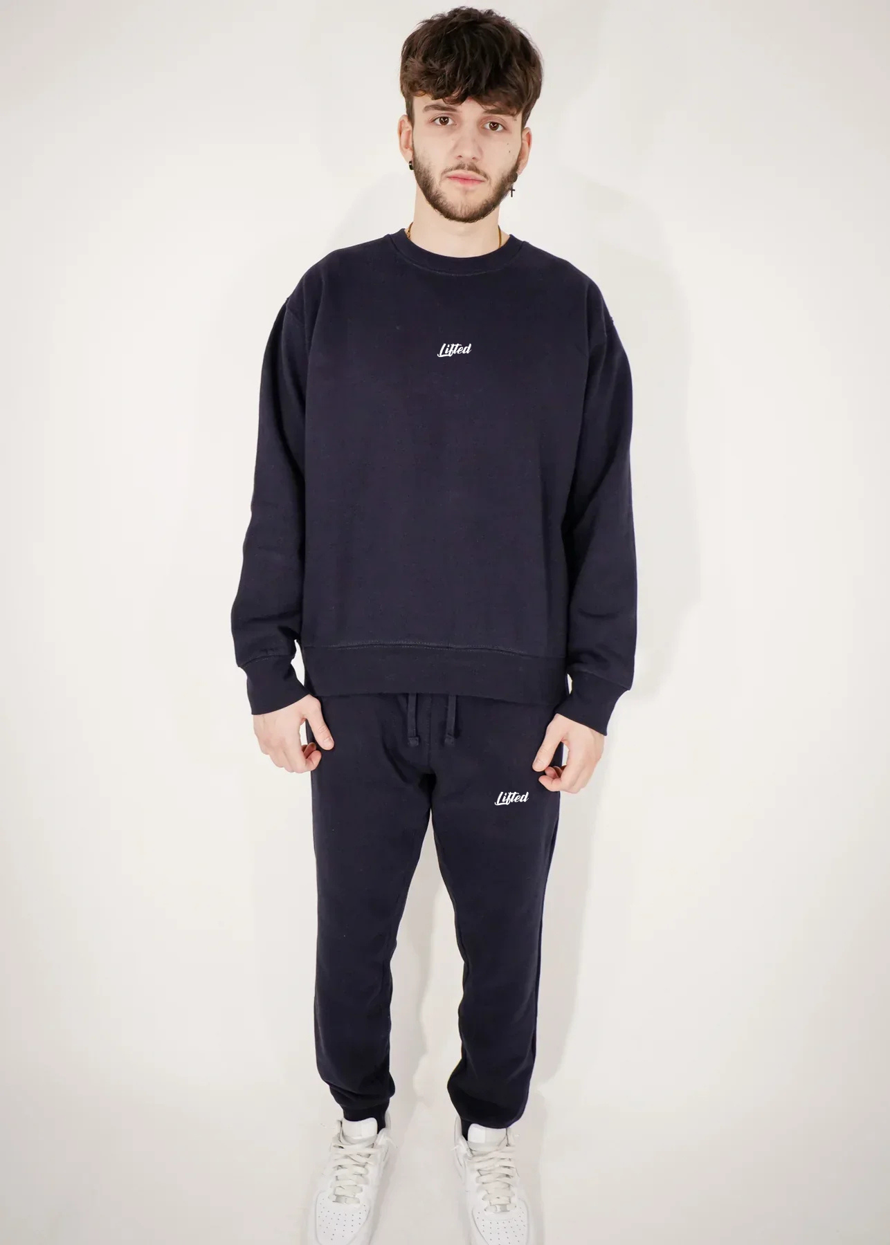 Navy Blue Heavy Blend Fleece Crew-Neck Sweatsuit