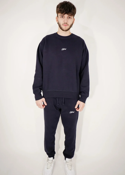 Navy Blue Heavy Blend Fleece Crew-Neck Sweatsuit