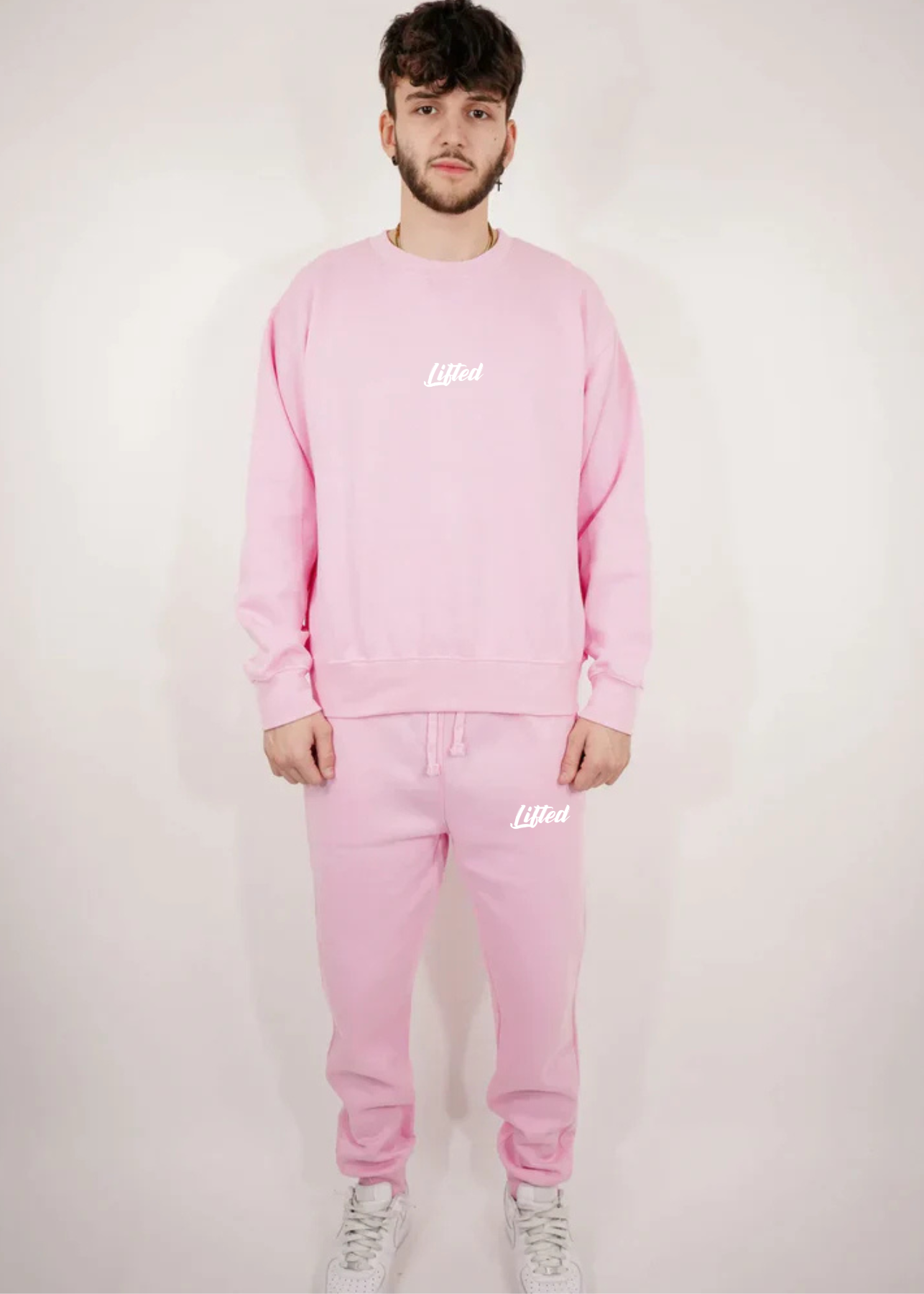 Light Pink Heavy Blend Fleece Crew Neck SweatSuit