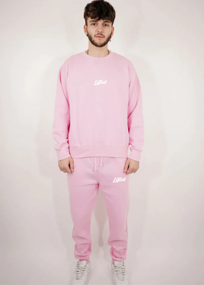 Light Pink Heavy Blend Fleece Crew Neck SweatSuit