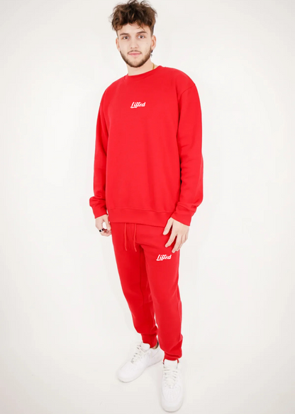 Red Heavy Blend Fleece Lifted Crew-Neck