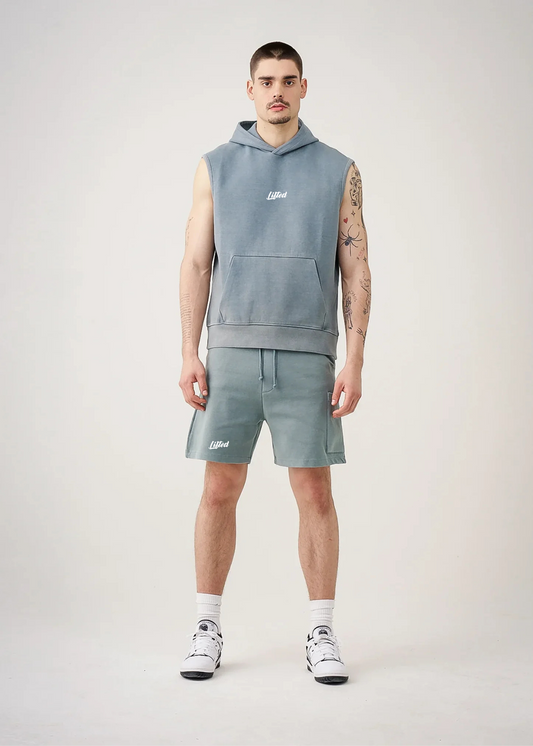 14 OZ Gray Heavyweight Fleece Lifted Sweatsuit